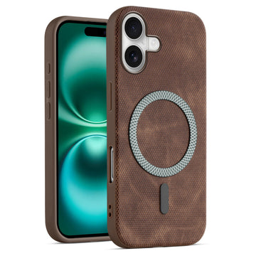 Rugged Vintage Look Back Case For Apple iPhone 16 With Magnetic Charging Compatible with Wireless Charging Support