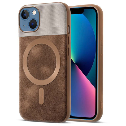 Smooth PU Leather Back Cover for Apple iPhone 13 , MagSafe Support & Soft Fabric Inside