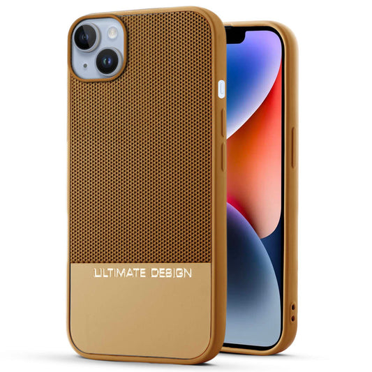 Two-Tone Back Cover with Pyramid Texture & Vegan Leather Finish for Apple iPhone 14 - Where Style Meets Function