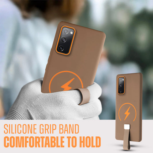 Compact and Stylish Silicon Finish Hard Cover For Samsung S20 FE 5G with Integrated Grip Strap & MagSafe Charging Support