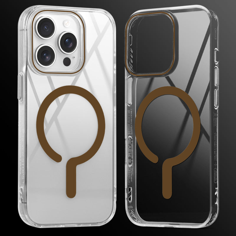 Crystal Clear Airbag Bumper Wireless Charging Support Compatible Back Case For Apple iPhone 13 Pro Max with Metal Finish Buttons