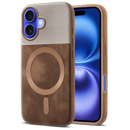 Smooth PU Leather Back Cover for Apple iPhone 16 , MagSafe Support & Soft Fabric Inside