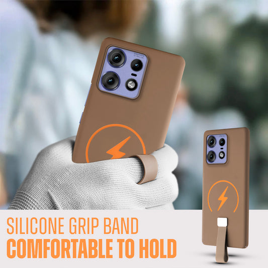 Compact and Stylish Silicon Finish Hard Cover For Motorola Moto Edge 50 Pro 5G with Integrated Grip Strap & MagSafe Charging Support