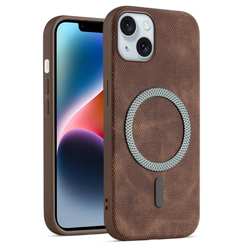 Rugged Vintage Look Back Case For Apple iPhone 14 With Magnetic Charging Compatible with MagSafe