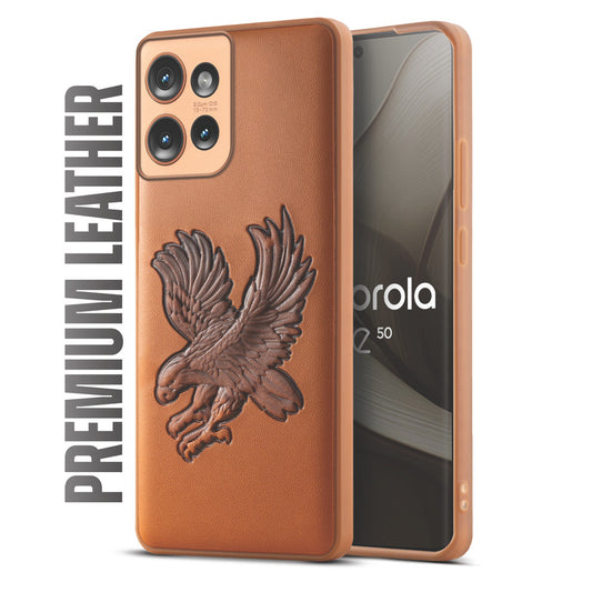 Eagle Textured Leather Back Case Cover for Motorola Moto Edge 50 5G