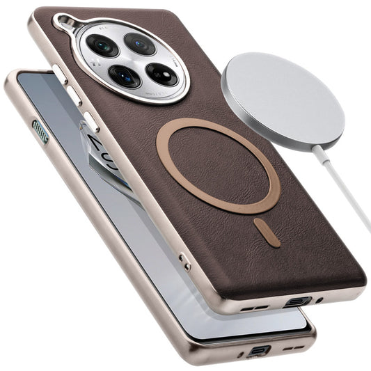Premium Faux Leather MagSafe Compatible Case for OnePlus 12 5G With Metal Finish Edges