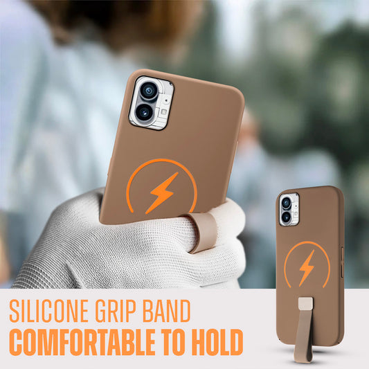 Compact and Stylish Silicon Finish Hard Cover For Nothing Phone 1 with Integrated Grip Strap & MagSafe Charging Support
