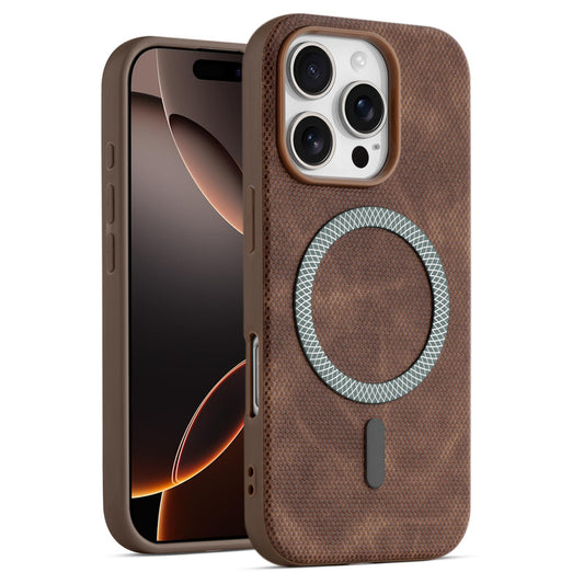 Rugged Vintage Look Back Case For Apple iPhone 16 Pro With Magnetic Charging Compatible with MagSafe