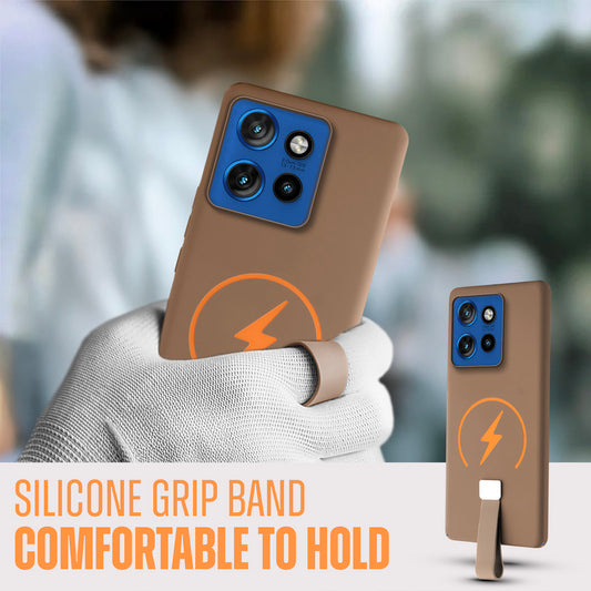 Compact and Stylish Silicon Finish Hard Cover For Motorola Moto Edge 50 Neo 5G with Integrated Grip Strap & MagSafe Charging Support