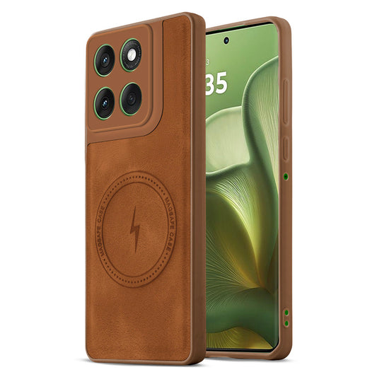 Refined PU Leather Case for Motorola Moto Edge 60 5G , with Support for MagSafe & Wireless Accessories