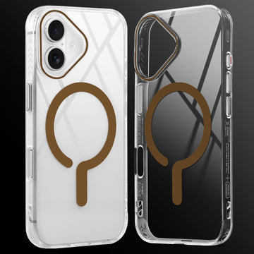 Crystal Clear Airbag Bumper Wireless Charging Support Compatible Back Case For Apple iPhone 16 with Metal Finish Buttons