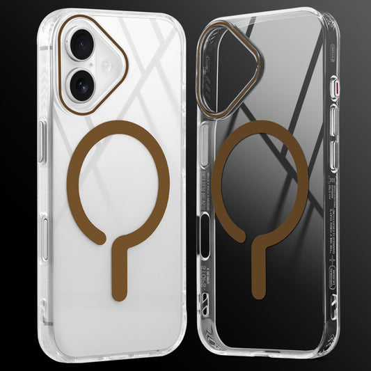 Crystal Clear Airbag Bumper MagSafe Compatible Back Case For Apple iPhone 16 with Metal Finish Buttons