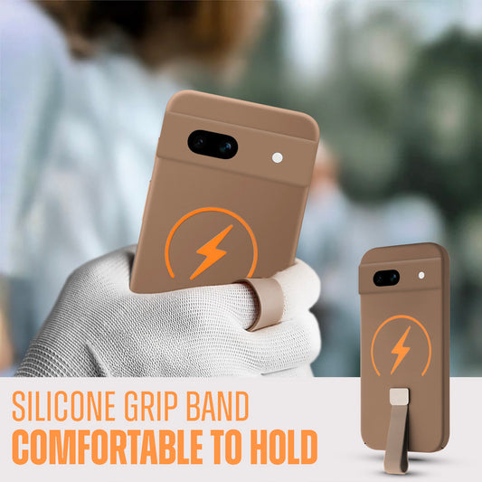 Compact and Stylish Silicon Finish Hard Cover For Google Pixel 7A with Integrated Grip Strap & MagSafe Charging Support