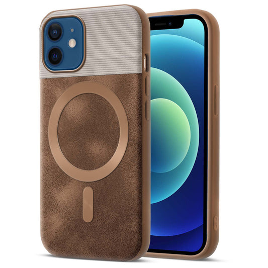 Smooth PU Leather MagSafe Back Cover for Apple iPhone 12