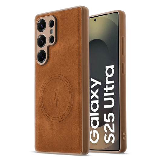 Refined PU Leather Case for Samsung S25 Ultra 5G , with Support for MagSafe & Wireless Accessories