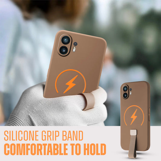 Compact and Stylish Silicon Finish Hard Cover For Nothing Phone 2 with Integrated Grip Strap & MagSafe Charging Support