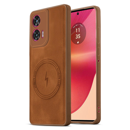 Refined PU Leather Case for Motorola Moto Edge 50 Fusion 5G , with Support for MagSafe & Wireless Accessories