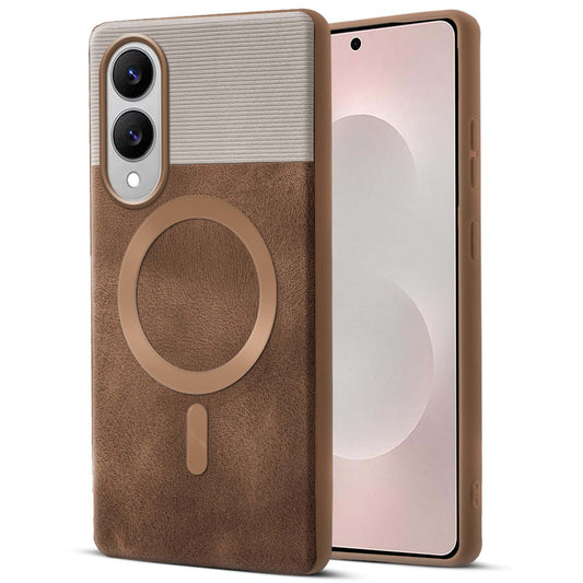 Smooth PU Leather Back Cover for Samsung S25 Edge 5G , MagSafe Support & Soft Fabric Inside
