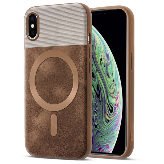 Smooth PU Leather Back Cover for Apple iPhone XS , MagSafe Support & Soft Fabric Inside