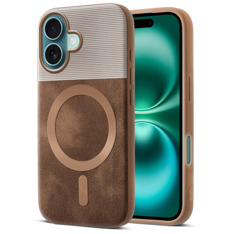 Smooth PU Leather MagSafe Back Cover for Apple iPhone 16 Plus