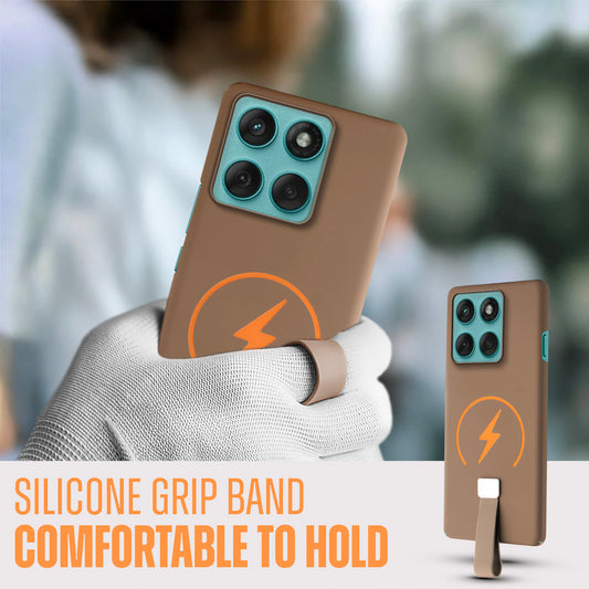 Compact and Stylish Silicon Finish Hard Cover For Motorola Moto Edge 60 Pro with Integrated Grip Strap & MagSafe Charging Support