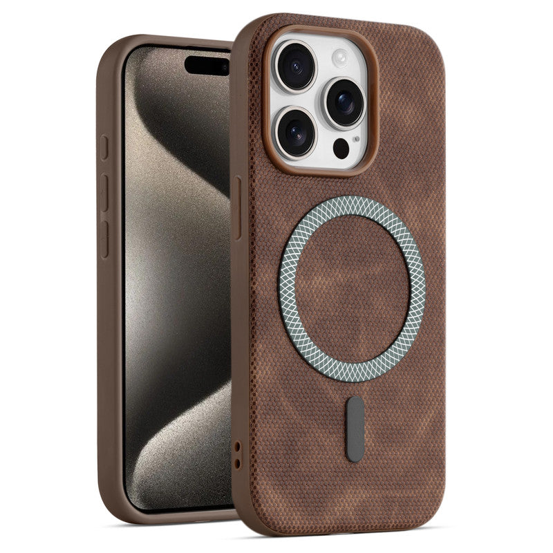 Rugged Vintage Look Back Case For Apple iPhone 15 Pro Max With Magnetic Charging Compatible with MagSafe