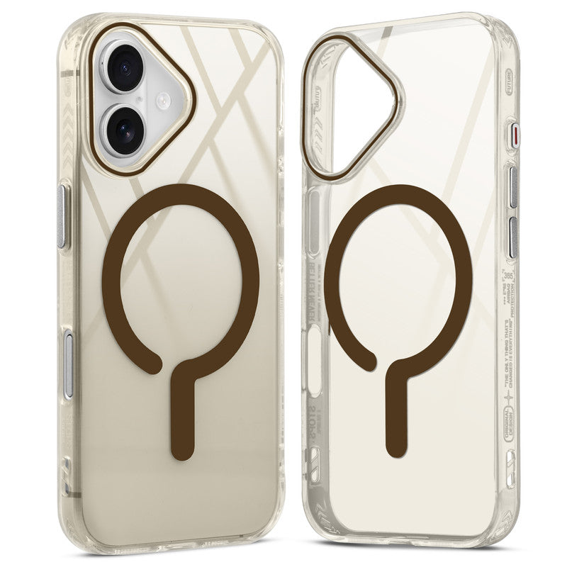 360° Airbag Protection Jelly Transparent MagSafe Compatible Back Case For Apple iPhone 16 with Metal Finish Buttons