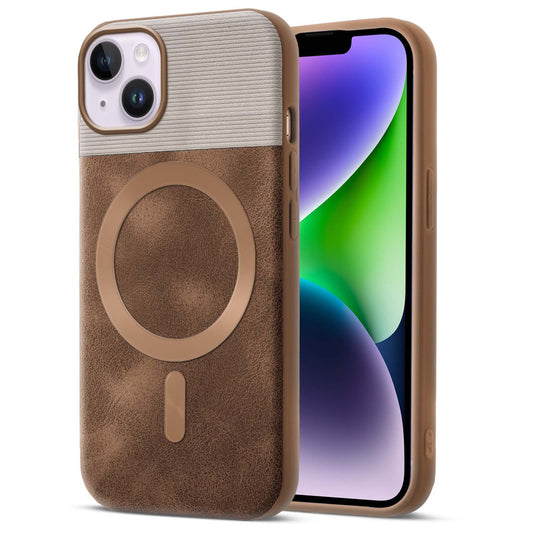 Smooth PU Leather MagSafe Back Cover for Apple iPhone 14 Plus