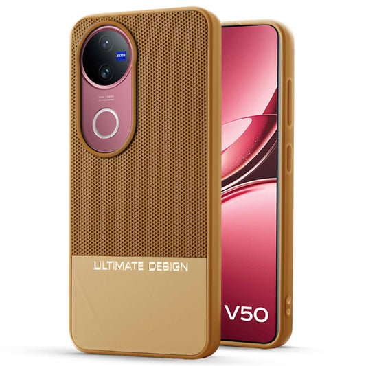 Two-Tone Back Cover with Pyramid Texture & Vegan Leather Finish for Vivo V50 5G - Where Style Meets Function