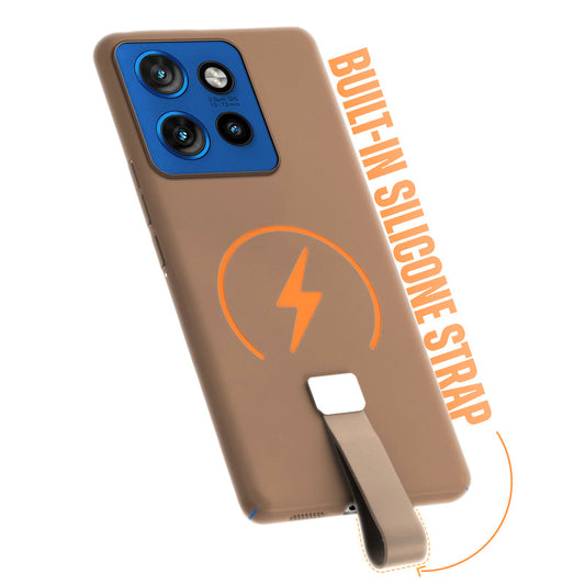 Compact and Stylish Silicon Finish Hard Cover For Motorola Moto Edge 50 Neo 5G with Integrated Grip Strap & MagSafe Charging Support