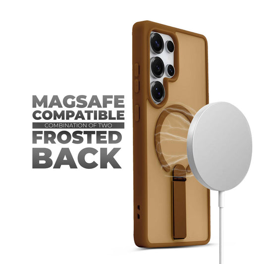 3-in-1 Frosted Back Case for Samsung S24 Ultra 5G with Magnetic Support, Vertical Stand & Silicone Grip