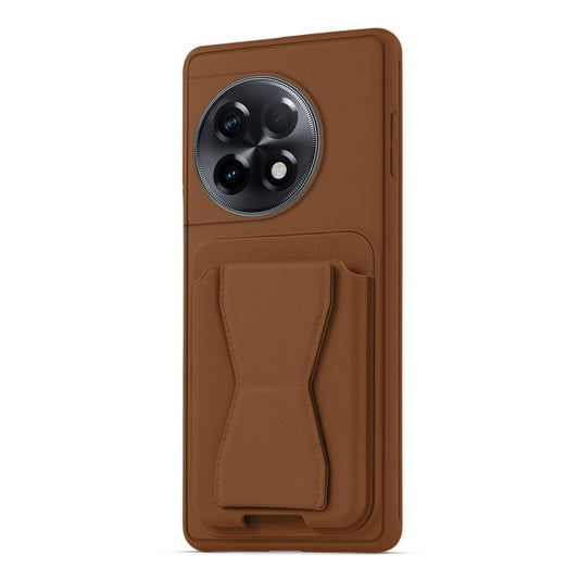 All in One Premium Leather Back Cover for OnePlus 11R 5G with Card Slot & Foldable Grip Holder
