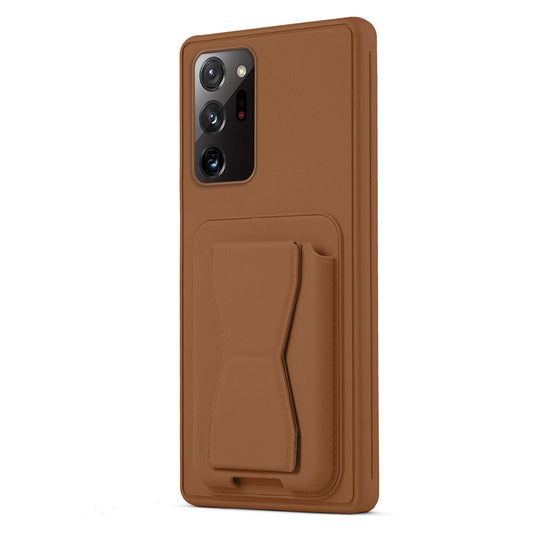 All in One Premium Leather Back Cover for Samsung Note 20 Ultra 5G with Card Slot & Foldable Grip Holder