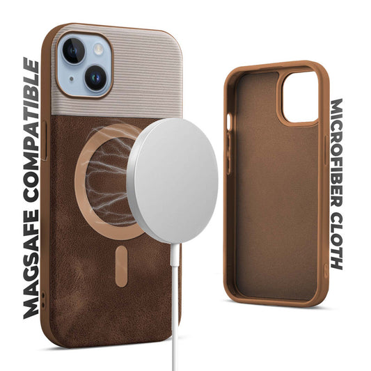 Smooth PU Leather MagSafe Back Cover for Apple iPhone 14