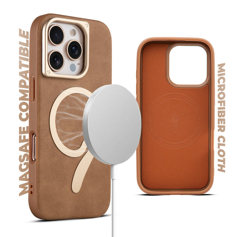 Prime Leather Wireless Charging Compatible Case for Apple iPhone 16 Pro
