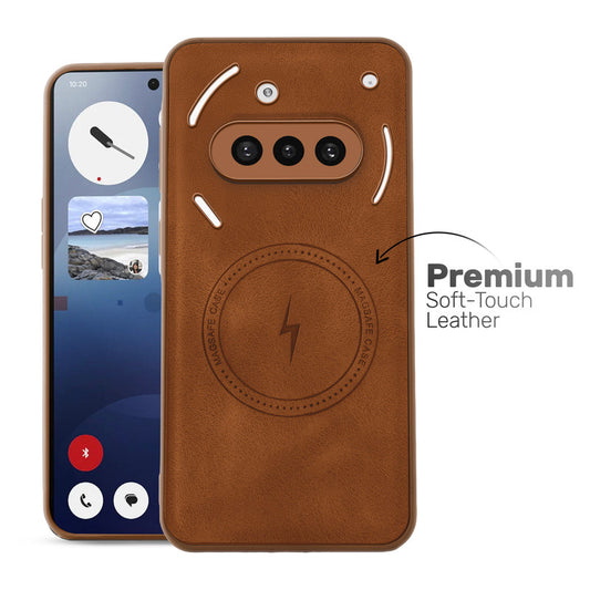 Refined PU Leather Case for Nothing Phone 3A 5G , with Support for MagSafe & Wireless Accessories