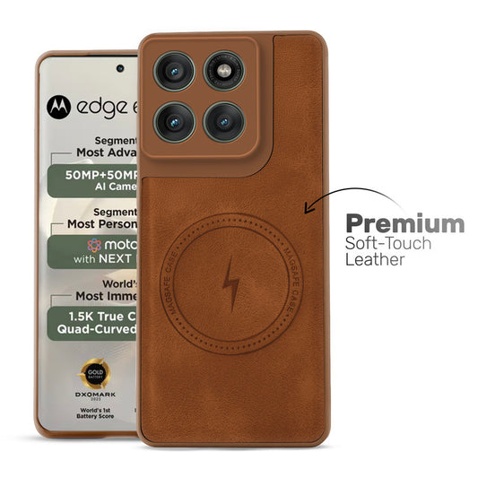 Refined PU Leather Case for Motorola Moto Edge 60 Pro 5G , with Support for MagSafe & Wireless Accessories