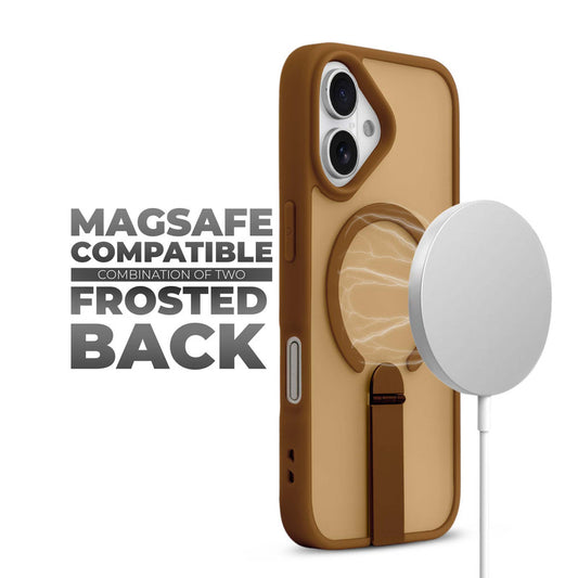 3-in-1 Frosted Back Case for Apple iPhone 16 with Magnetic Support, Vertical Stand & Silicone Grip