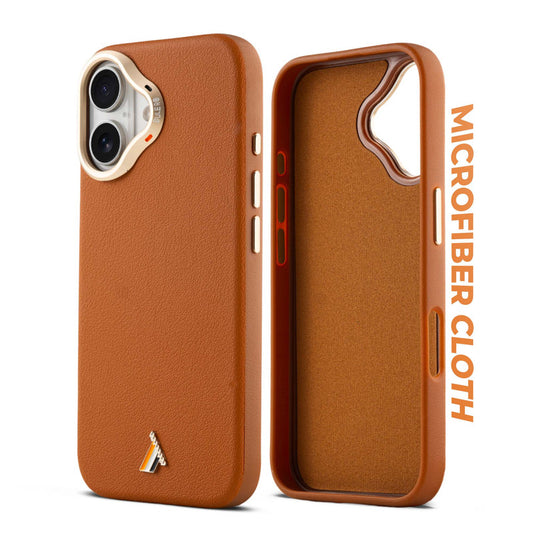 Exclusive Hard Back Case for Apple iPhone 16 with Leather Textured Finish, Matte finish Buttons and Soft Inner Fabric