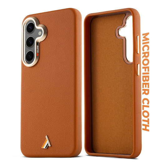 Exclusive Hard Back Case for Samsung S24 5G with Leather Textured Finish, Matte finish Buttons and Soft Inner Fabric