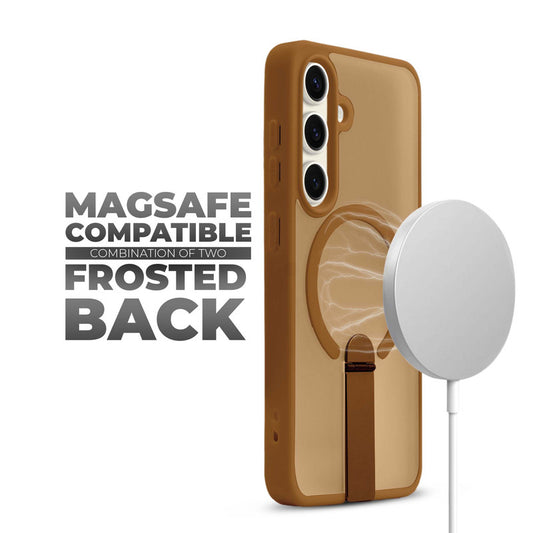 3-in-1 Frosted Back Case for Samsung S24 5G with Magnetic Support, Vertical Stand & Silicone Grip