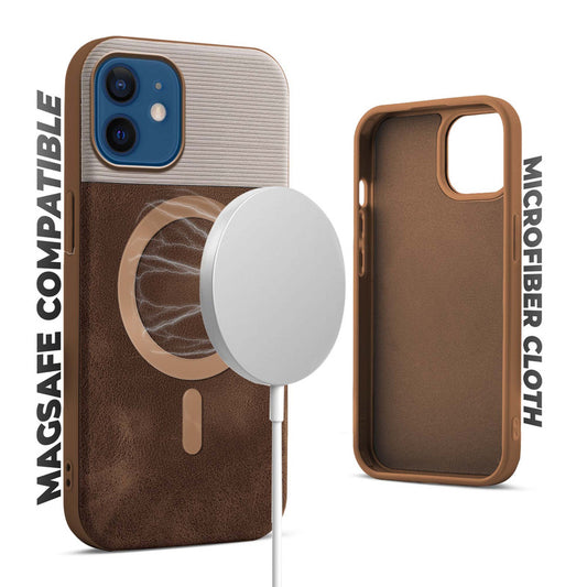 Smooth PU Leather MagSafe Back Cover for Apple iPhone 12