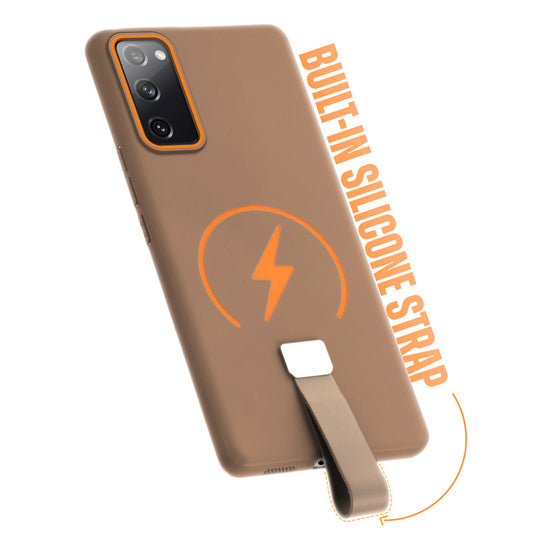Compact and Stylish Silicon Finish Hard Cover For Samsung S20 FE 5G with Integrated Grip Strap & MagSafe Charging Support