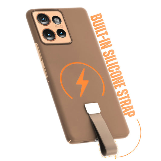 Compact and Stylish Silicon Finish Hard Cover For Motorola Moto Edge 50 5G with Integrated Grip Strap & MagSafe Charging Support