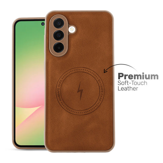 Refined PU Leather Case for Samsung A56 5G , with Support for MagSafe & Wireless Accessories