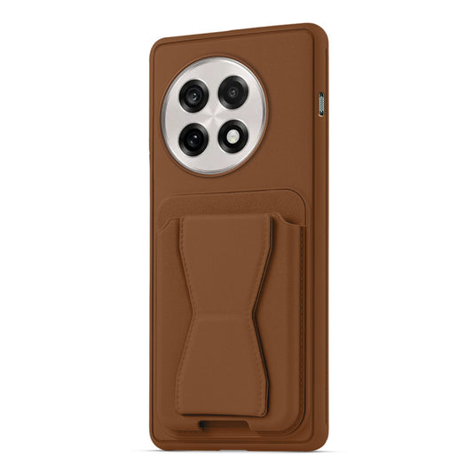 All in One Premium Leather Back Cover for Oneplus 13R 5G with Card Slot & Foldable Grip Holder
