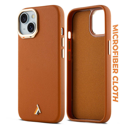Exclusive Hard Back Case for Apple iPhone 15 with Leather Textured Finish, Matte finish Buttons and Soft Inner Fabric