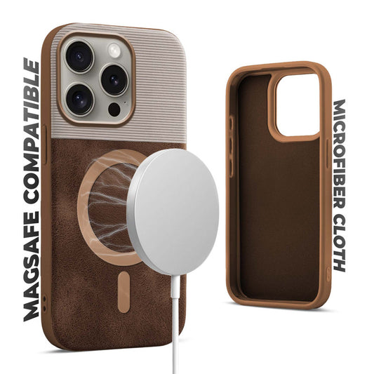 Smooth PU Leather MagSafe Back Cover for Apple iPhone 15 Pro Max
