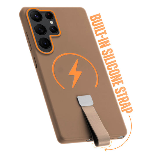 Compact and Stylish Silicon Finish Hard Cover For Samsung S22 Ultra 5G with Integrated Grip Strap & MagSafe Charging Support