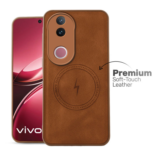 Refined PU Leather Case for Vivo V50 5G , with Support for MagSafe & Wireless Accessories
